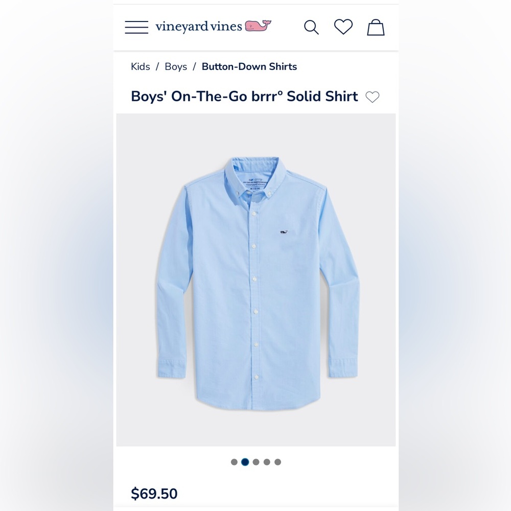 NWT Vineyard Vines Boys On The Go Performance Shirt